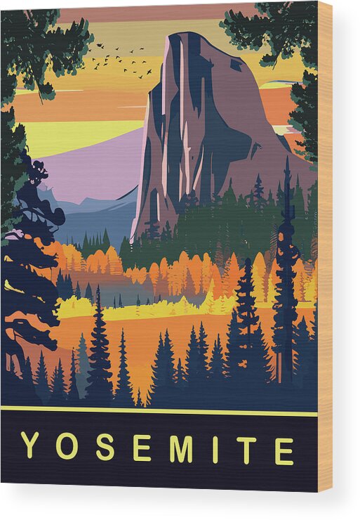 Yosemite Wood Print featuring the digital art Yosemite, CA by Long Shot