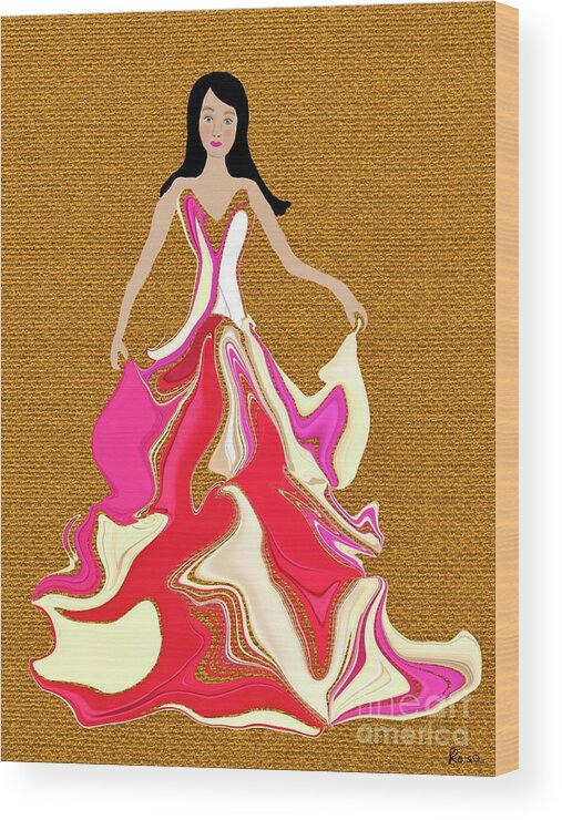Woman Wood Print featuring the digital art You shall go to ball by Elaine Hayward