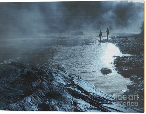 Landscape Wood Print featuring the photograph Beaver's Bend Fog Fishing by Tamyra Ayles