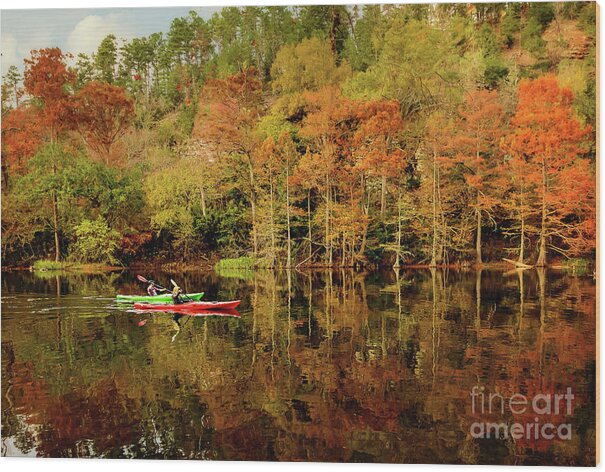 Landscape Wood Print featuring the photograph Beaver's Bend Canoeing by Tamyra Ayles