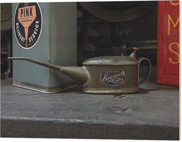 Oil Wood Print featuring the photograph The old oil can by Steev Stamford