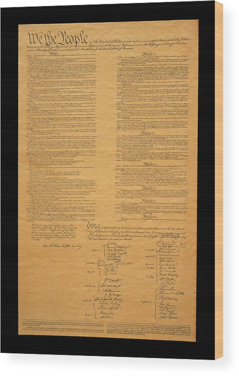 the original united states constitution wood print by