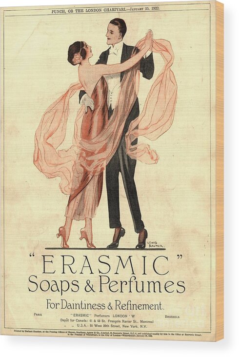 1920s Wood Print featuring the drawing 1920s Uk Erasmic Soap Perfume by The Advertising Archives