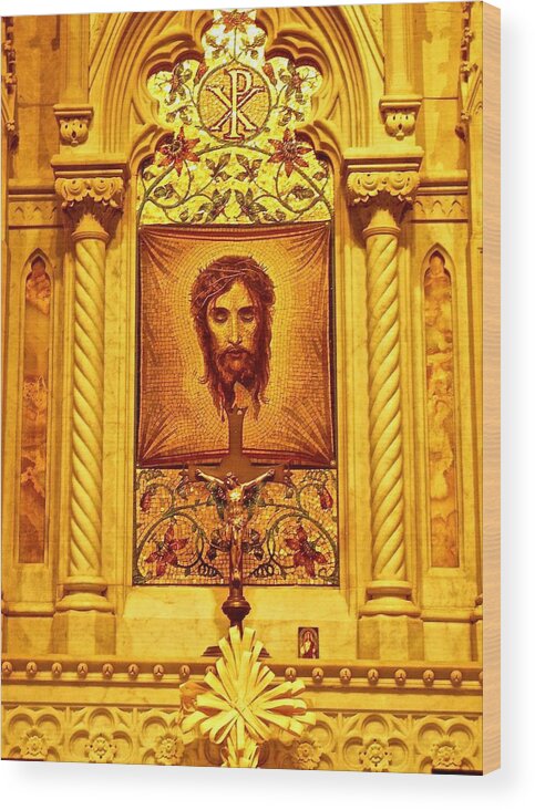 Mysterious Wood Print featuring the photograph St. Patrick NYC Altar by Joan Reese