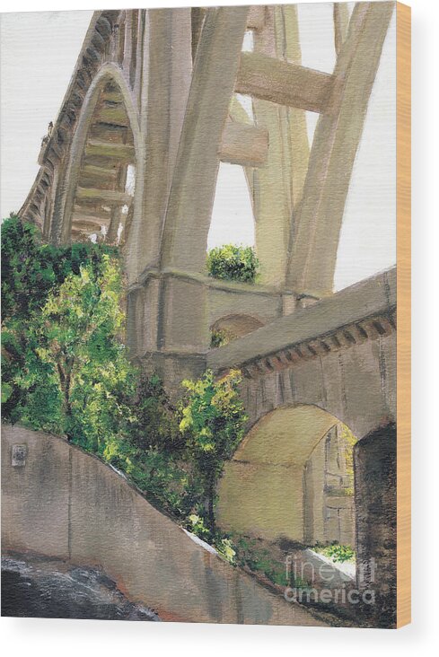 California Wood Print featuring the painting Arroyo Seco Bridge #1 by Randy Sprout