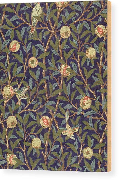 William Morris Bird And Pomegranate Wood Print featuring the painting Bird And Pomegranate #1 by William Morris
