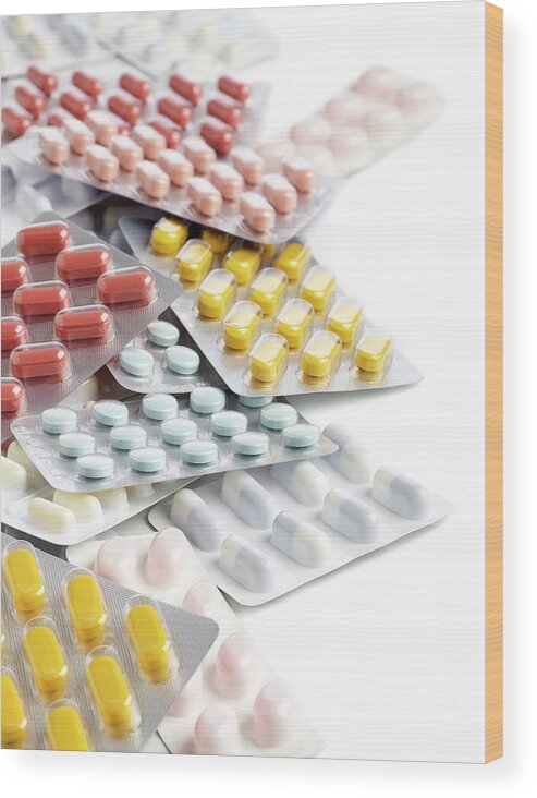 Nobody Wood Print featuring the photograph Blister Packs Of Pills #1 by Science Photo Library