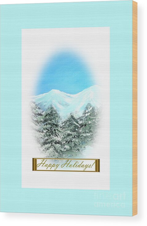 The Best Winter Holiday Gifts Wood Print featuring the digital art Happy Holidays #4 by Oksana Semenchenko