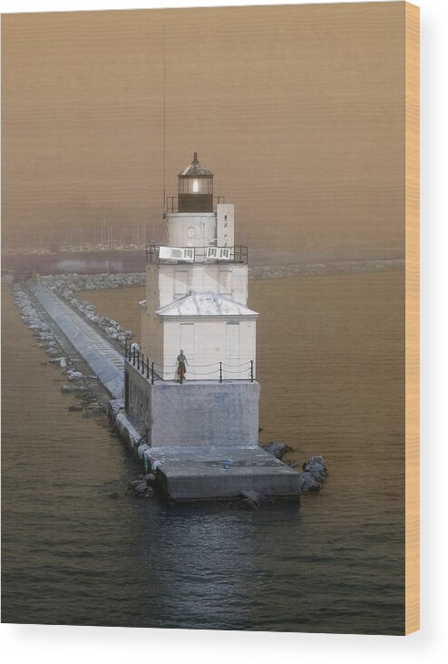 Lighthouse Wood Print featuring the photograph Manitowoc Breakwater Light by David T Wilkinson