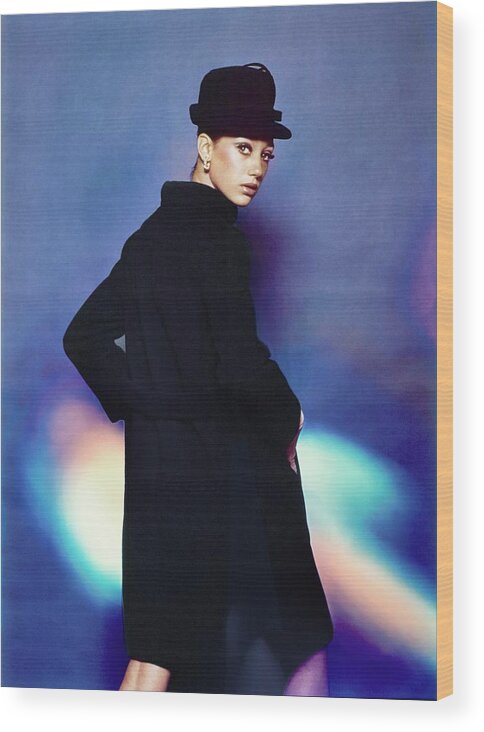 Fashion Wood Print featuring the photograph Marisa Berenson Wearing Jacques Tiffeau #1 by Bert Stern
