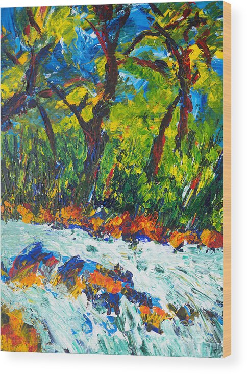 Trees Wood Print featuring the painting Rapids by Walt Brodis