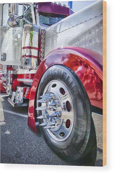 Peterbilt Wood Print featuring the photograph Sinister Semi by Theresa Tahara