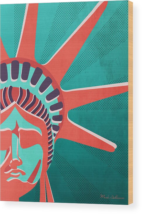 Statue Of Liberty Wood Print featuring the digital art Statue Of Liberty by Mark Ashkenazi