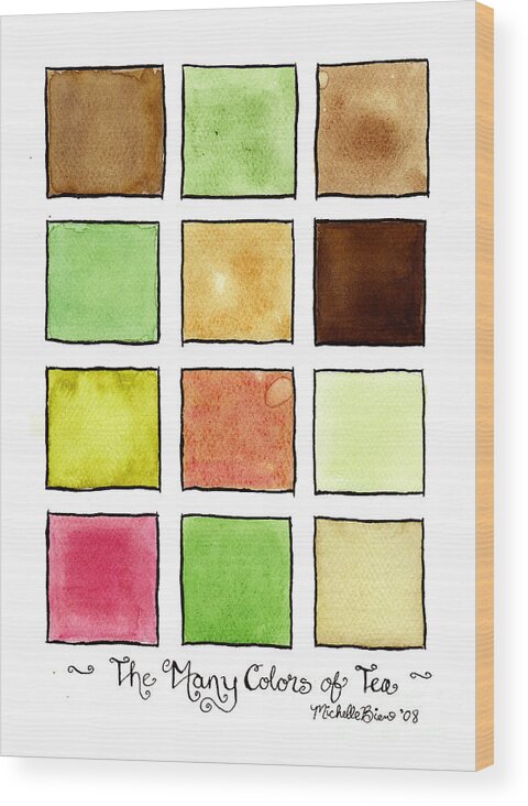 Teas Wood Print featuring the painting The Many Colors of Tea 2 by Michelle Bien