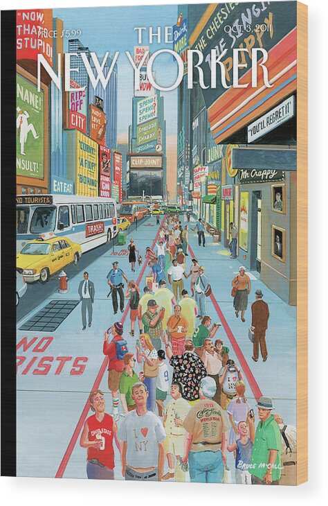 Times Square Wood Print featuring the painting It's a Helluva Town by Bruce McCall