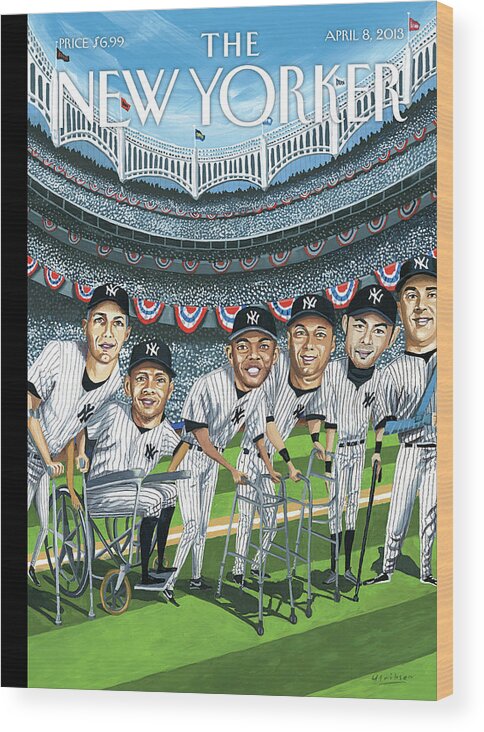 Yankees Wood Print featuring the painting Hitting Forty by Mark Ulriksen