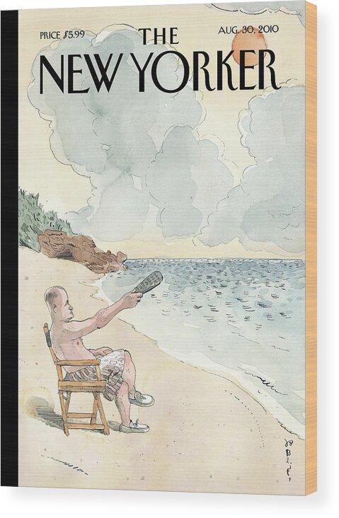 T.v. Wood Print featuring the painting Pause by Barry Blitt