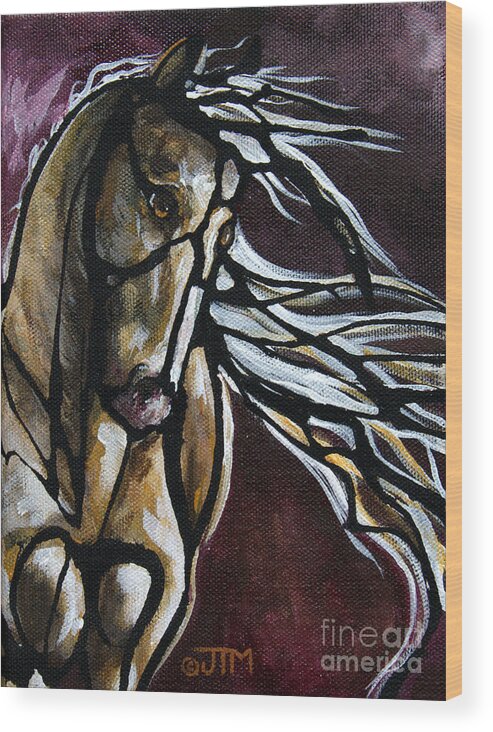 Horse Wood Print featuring the painting #16 June 7th #16 by Jonelle T McCoy