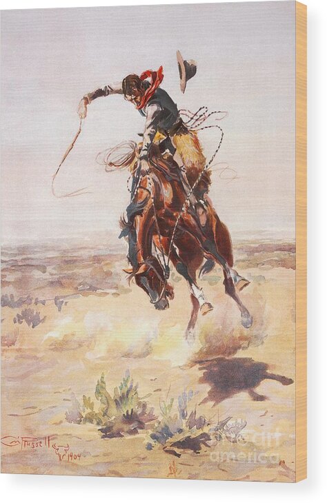 Reproduction Wood Print featuring the painting A Bad Hoss by Thea Recuerdo