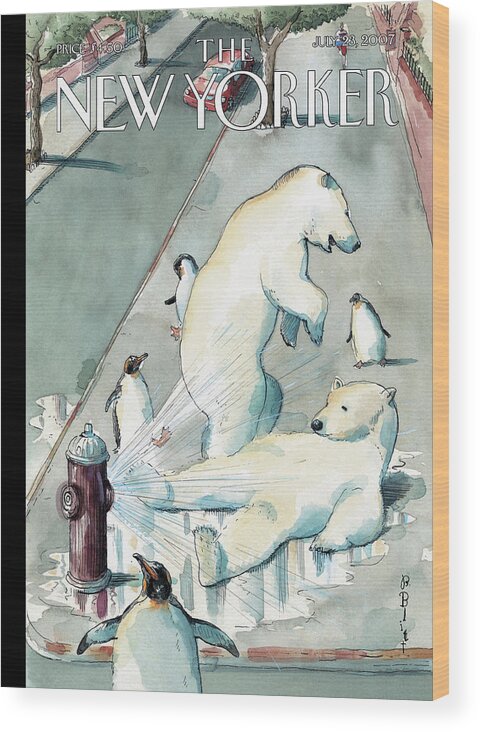 124131 Barry Blitt Wood Print featuring the painting Cooling Off by Barry Blitt