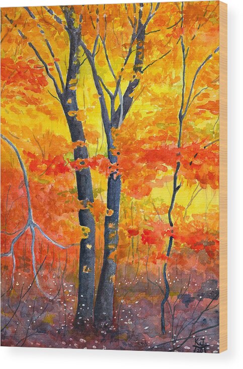 Ochre Wood Print featuring the painting Color Riot by Katherine Miller
