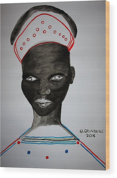 Jesus Wood Print featuring the painting Dinka Bride - South Sudan #32 by Gloria Ssali
