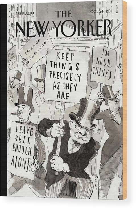 Occupy Wallstreet Wood Print featuring the painting Fighting Back by Barry Blitt