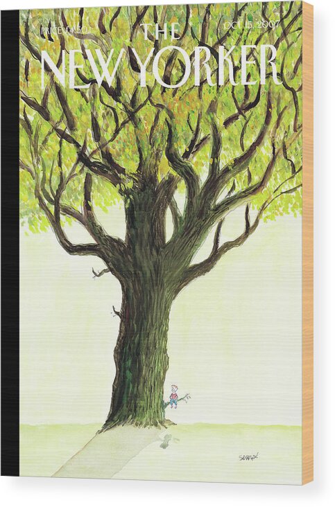 Tree Wood Print featuring the painting Higher Still by Jean-Jacques Sempe