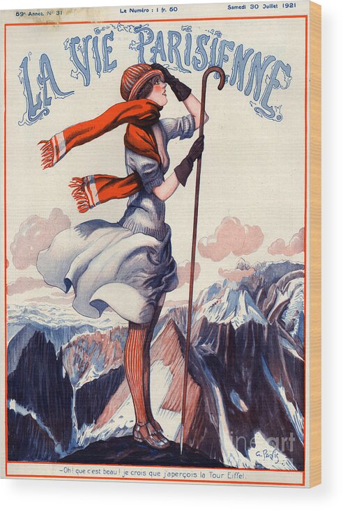 France Wood Print featuring the drawing 1920s France La Vie Parisienne Magazine #58 by The Advertising Archives