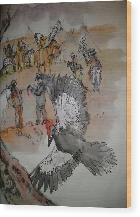 Wars. Nez Perce. Wood Print featuring the painting the last wars of NEZ PERCE album #6 by Debbi Saccomanno Chan