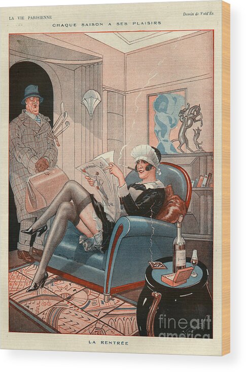 France Wood Print featuring the drawing 1920s France La Vie Parisienne Magazine #64 by The Advertising Archives