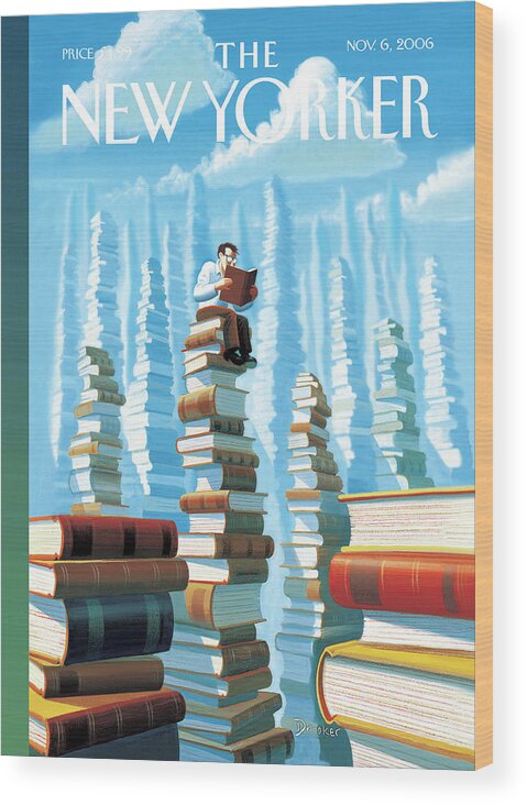 Books Wood Print featuring the painting Bookopolis by Eric Drooker