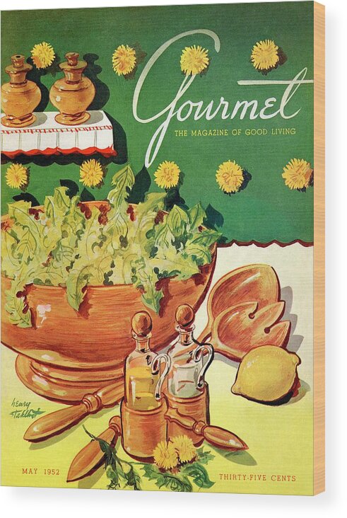 Food Wood Print featuring the photograph A Gourmet Cover Of Dandelion Salad by Henry Stahlhut