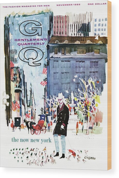 Illustration Wood Print featuring the photograph A Gq Cover Of The Plaza Hotel by Dong Kingman