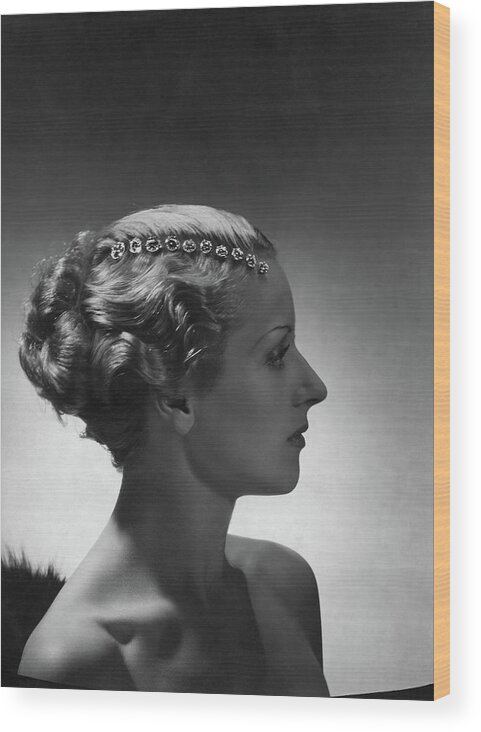 Jewelry Wood Print featuring the photograph A Model Wearing Cartier Jewelry by Horst P. Horst