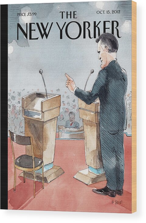 Romney Wood Print featuring the painting One On One by Barry Blitt
