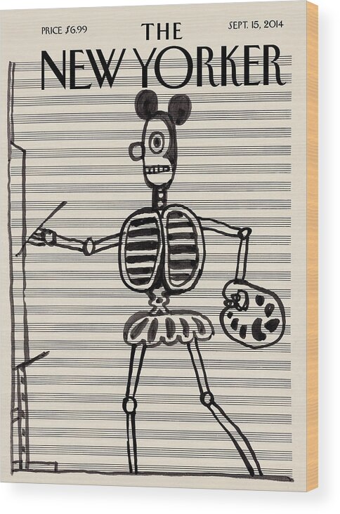 Mouse Wood Print featuring the painting Untitled, Circa 1967 by Saul Steinberg