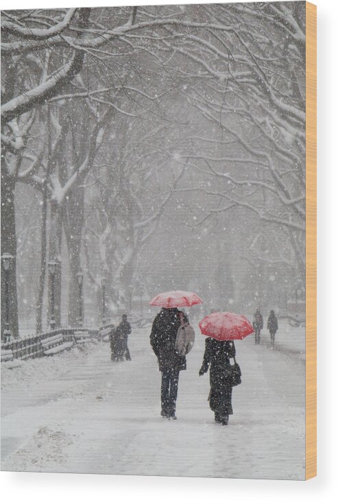 Winter Wood Print featuring the photograph A Stroll in the Snow by Cornelis Verwaal
