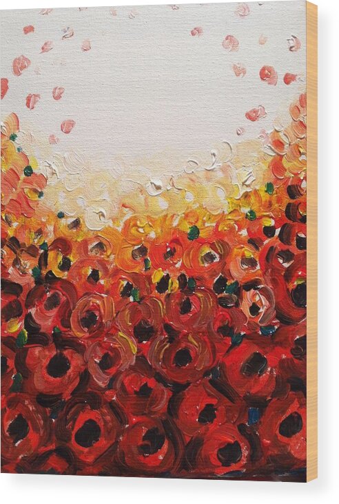  Wood Print featuring the painting Abstract poppies 2 by Hae Kim