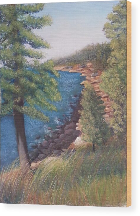 Acadia Wood Print featuring the pastel Acadia Morning by Carol Corliss