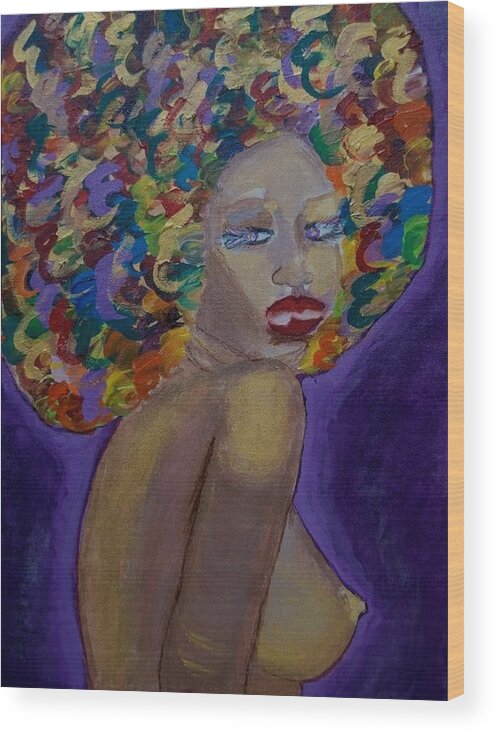 Semi Nude Wood Print featuring the painting Afro-chic by Apanaki Temitayo M