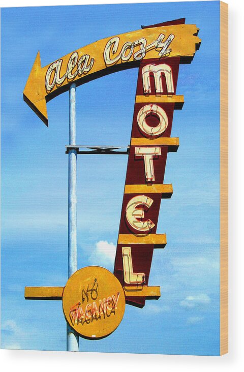 Mid Century Wood Print featuring the photograph Ala Cozy Motel by Larry Hunter