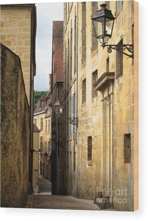 Sarlat France Dordogne Wood Print featuring the photograph Alleys of Sarlat by Suzanne Oesterling