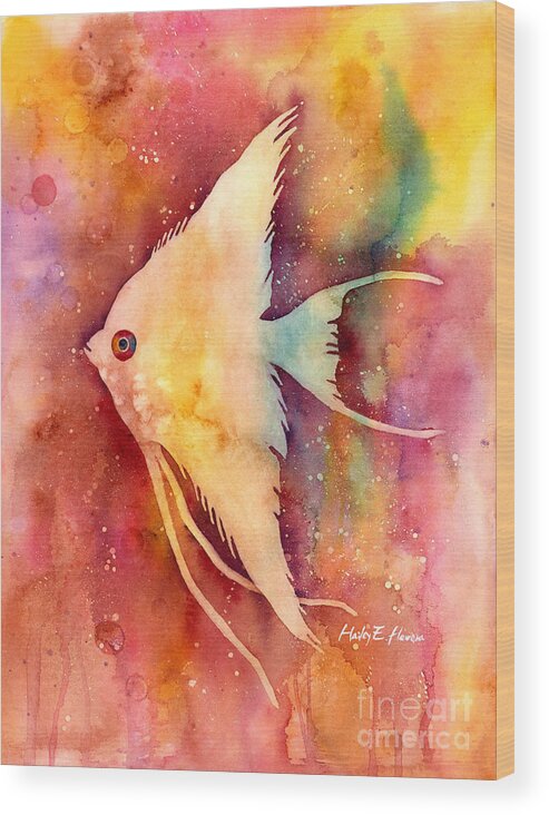 Fish Wood Print featuring the painting Angelfish II by Hailey E Herrera