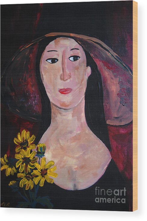 Woman Wood Print featuring the painting Anna by Reina Resto