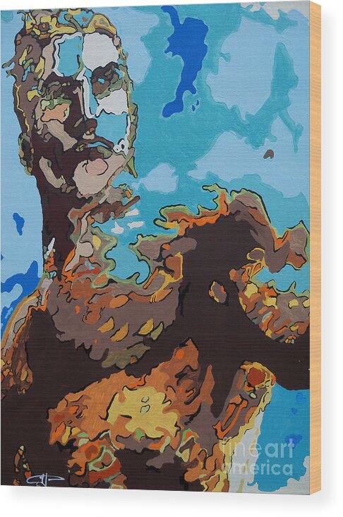 Aquaman Wood Print featuring the painting Aquaman - Reflections by Kelly Hartman