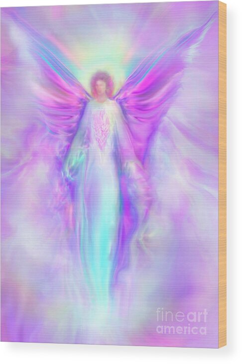 Archangel Raphael Wood Print featuring the painting Archangel Raphael by Glenyss Bourne