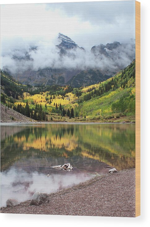 Aspen Wood Print featuring the photograph Autumn at Maroon Bells in Colorado by Julie Magers Soulen