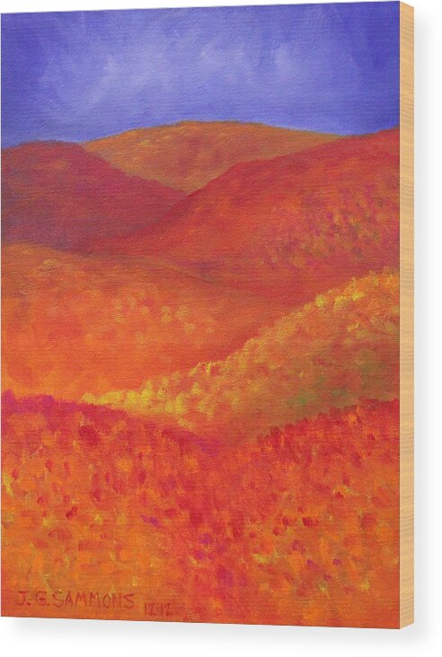 Autumn Wood Print featuring the painting Autumn Hills by Janet Greer Sammons