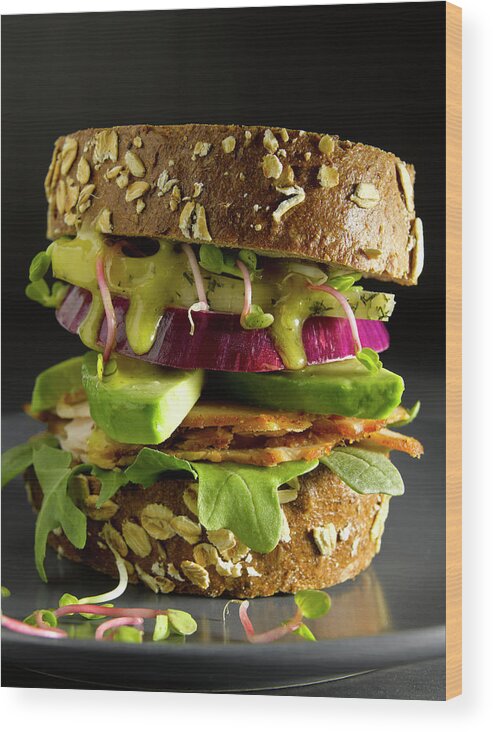 Avocado Wood Print featuring the photograph Avocado And Turkey Sandwich by Howard Bjornson